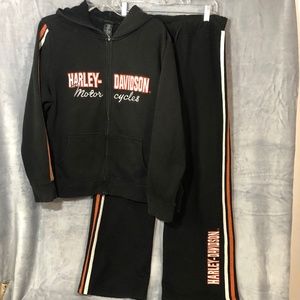 Harley-Davidson  Woman Black Sweat suit / Warmup Suit  Top 1W Bottom M.